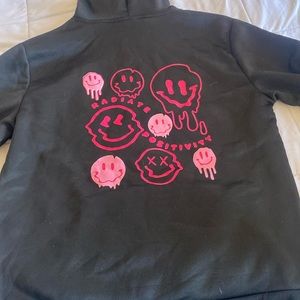 black and pink hoodie